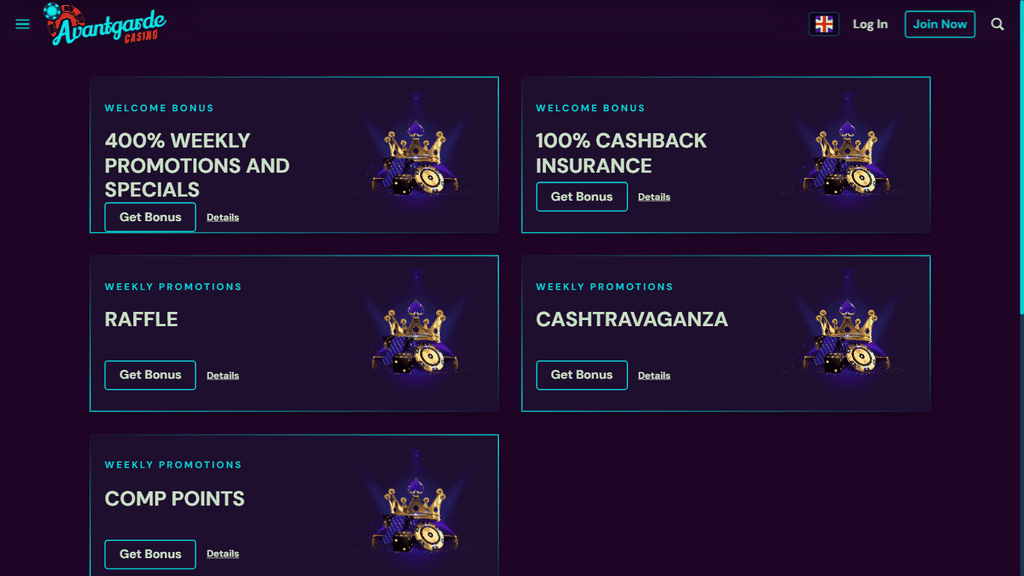 Sitio web de Avantgarde Casino